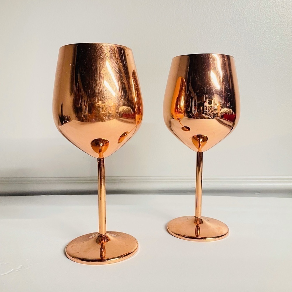 Rose Gold wine glasses Pier 1 2 set bundle - Picture 3 of 3